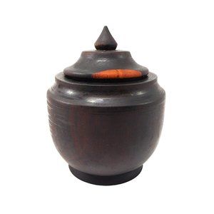 Vintage Wood Lidded Bowl Container Box Jar Hand Turned Lathed